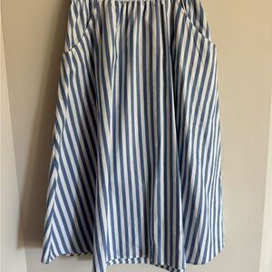 Blue and White Striped Women's Skirt - Size S